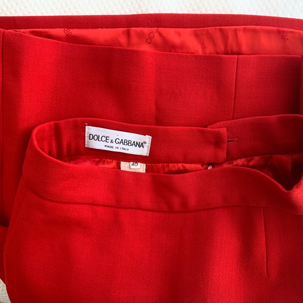 Dolce and Gabbana Vintage Red Wool Pencil …